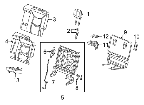 2020 Cadillac XT6 Power Seats Seat Back Frame Diagram for 85123806
