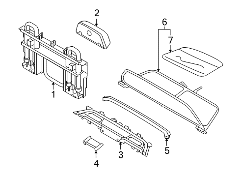 2007 BMW 650i Roll Bar Components Air Outlet Grille, Front Diagram for 51467129402