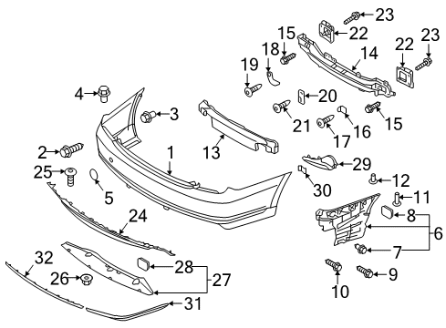 2018 Genesis G90 Rear Bumper Nut-Push Diagram for 86679D2000
