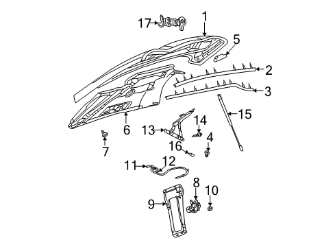 2005 Jeep Liberty Hood & Components, Exterior Trim Nameplate Diagram for 55157088AC