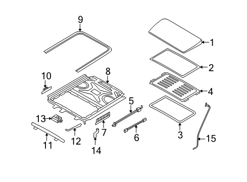 2006 BMW 525xi Sunroof Cover Frame Diagram for 54137033531