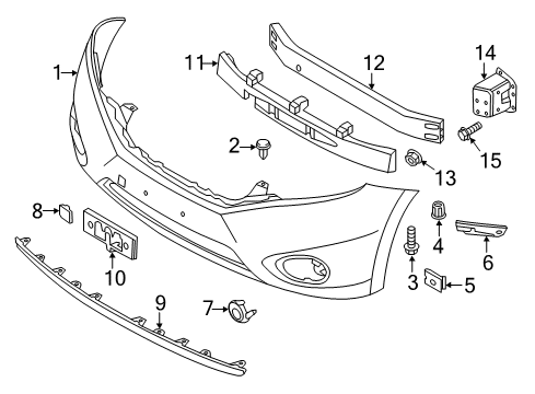 2011 Nissan Quest Front Bumper Nut-Spring Diagram for 625993S510