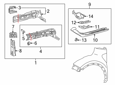 2019 Toyota C-HR Structural Components & Rails Tie Down Hook Diagram for 5109410010