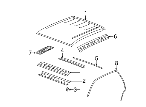 2013 GMC Sierra 3500 HD Roof & Components Weatherstrip Asm-Front Side Door Roof Drip Diagram for 20816085