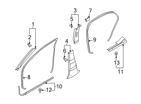 2004 Infiniti M45 Interior Trim - Pillars, Rocker & Floor Garnish Assy-Front Pillar, LH Diagram for 76912CR000