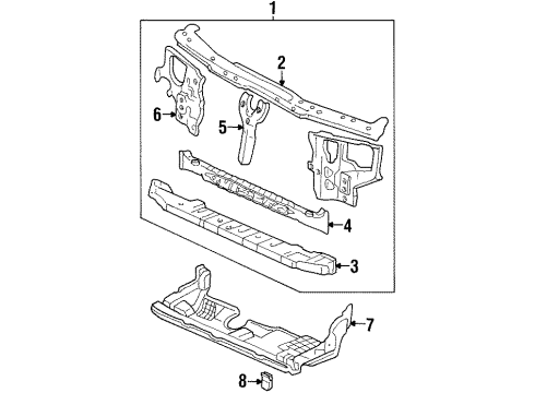 1992 Honda Prelude Radiator Support Panel Set, Right Front Bulkhead Diagram for 04601SS0300ZZ