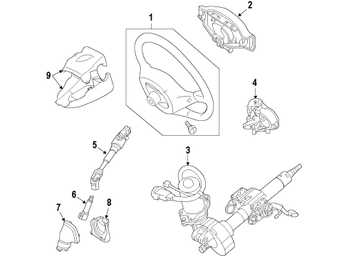 2011 Scion xB Steering Column & Wheel, Steering Gear & Linkage Steering Wheel Diagram for 4510012E00B0