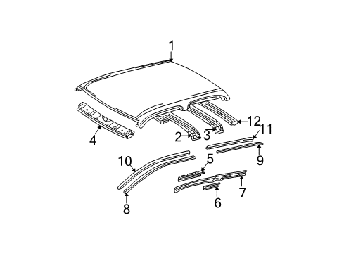 2004 Toyota Tacoma Roof & Components Roof Panel Diagram for 6311104030