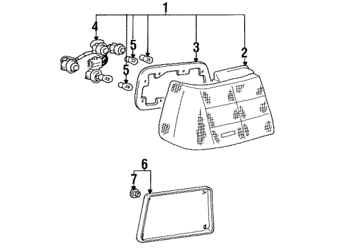 1991 Mitsubishi Precis Bulbs Pad-Rear Combination Lamp Sealing Diagram for 9245524100