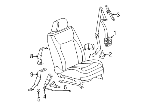 2008 Cadillac DTS Seat Belt Center Buckle Diagram for 19149471