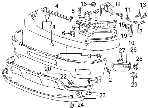 2011 Chevrolet Silverado 3500 HD Front Bumper Bumper U-Nut Diagram for 11609759