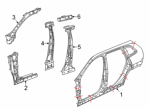 Uniside Panel-Body Side Aperture Outer Diagram for 68327092AA