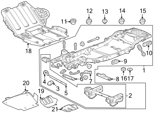 2020 Chevrolet Suburban Frame & Components Skid Plate Bracket Diagram for 22847944