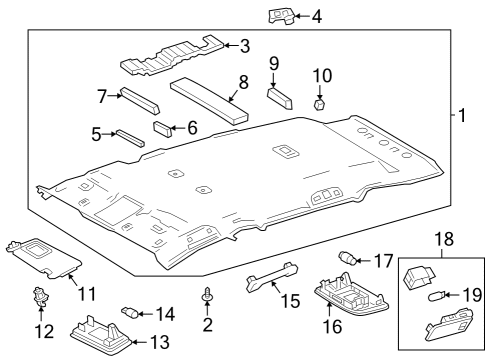 Interior Trim - Roof Cargo Lamp Diagram for 813300E010