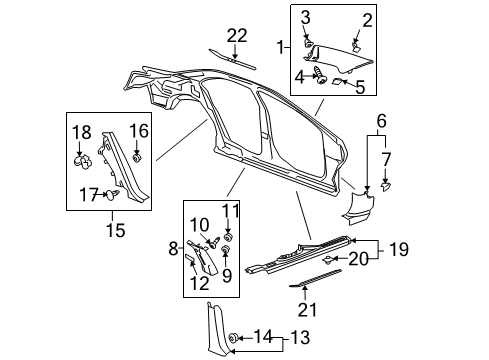 2007 Pontiac G6 Interior Trim - Pillars, Rocker & Floor Pillar Trim Bolt Diagram for 11516619