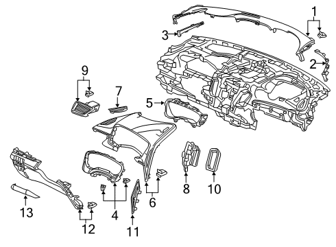2019 Acura RDX Cluster & Switches, Instrument Panel Seal, Center Outlet Diagram for 77112TJBA01