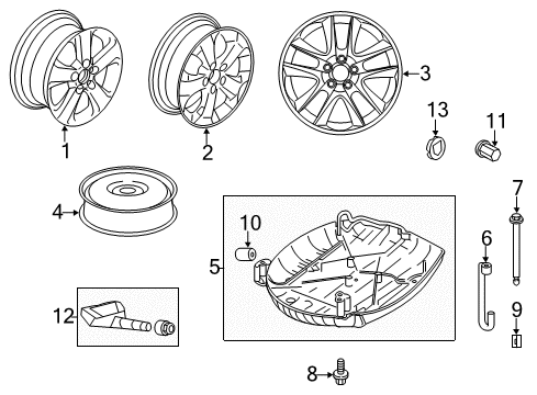 2013 Honda Crosstour Wheels Cap Assembly, Aluminum Wheel Center Diagram for 44732T2AA31