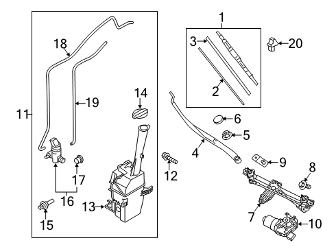 2020 Kia Telluride Wipers Windshield Wiper Arm Assembly Diagram for 98311S9500
