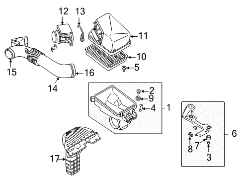 2003 Chrysler Sebring Air Intake Air Inlet Duct Diagram for MR323265