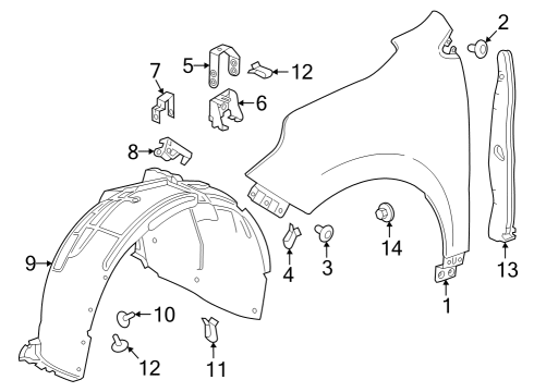 2019 Chevrolet Equinox Fender & Components Fender Liner Diagram for 84364222
