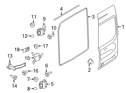 2021 Ford Transit-350 HD Door & Components Surround Weatherstrip Diagram for EK4Z61404A06F