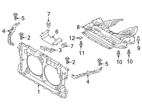 2016 Nissan Maxima Radiator Support Splash Guard-Air Duct Diagram for 625423TA0C