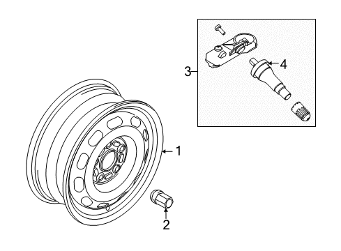 2012 Ford Transit Connect Wheels Wheel Diagram for 2T1Z1007B
