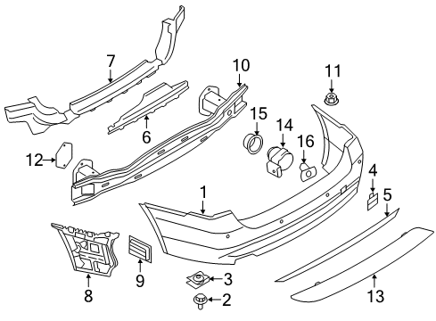 2014 BMW 320i xDrive Rear Bumper Trim Strip, Black Diagram for 51127288233
