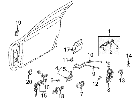 2000 Mitsubishi Galant Door & Components Handle-Exterior Door Diagram for MR777041
