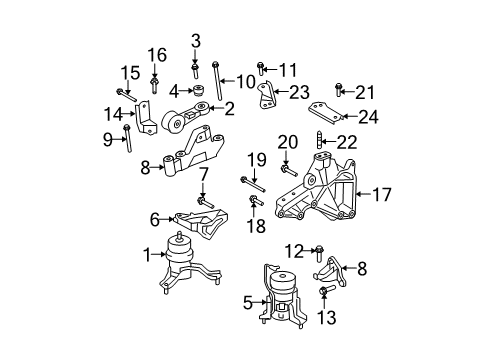 2009 Lexus ES350 Engine & Trans Mounting Strut Rod Bolt Diagram for 90119A0202