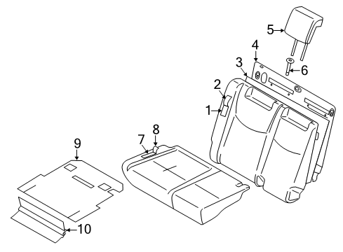 2011 Nissan Quest Third Row Seats Head Rest-3RD Seat Diagram for 864801JA0C