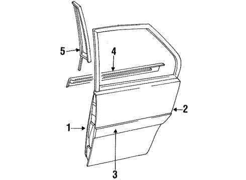 1994 Infiniti G20 Rear Door & Components, Exterior Trim Moulding-Rear Door, RH Diagram for 8287078J04