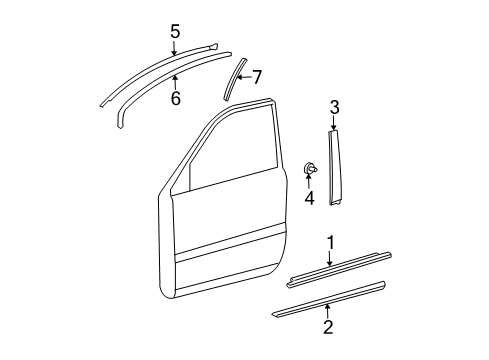 2004 Lexus RX330 Exterior Trim - Front Door Moulding, Front Door, Outside RH Diagram for 7573148030A0