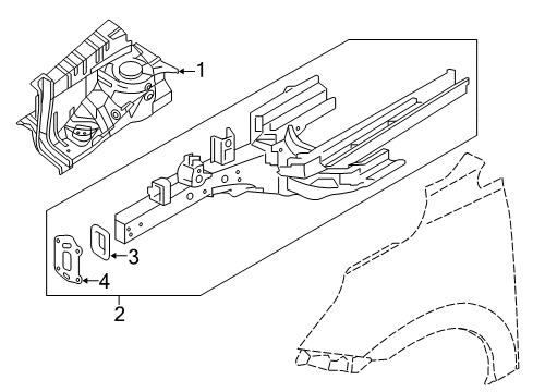 2011 Hyundai Tucson Inner Components - Fender Reinforcement.-Front End, RH Diagram for 647482S000