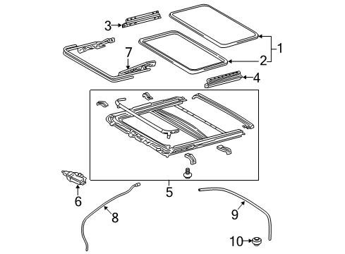 2010 Toyota Avalon Sunroof Sunroof Glass Diagram for 63201AA030