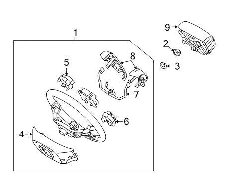 2010 Hyundai Veracruz Steering Column & Wheel, Steering Gear & Linkage Steering Wheel Assembly Diagram for 561003J2107Q