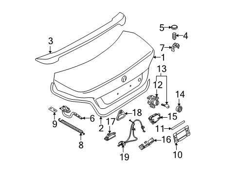 2008 BMW 535i Trunk Lid Trunk Lid Lock Gasket Diagram for 51247042830