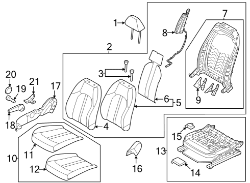 Passenger Seat Components Screw Diagram for 881843K000