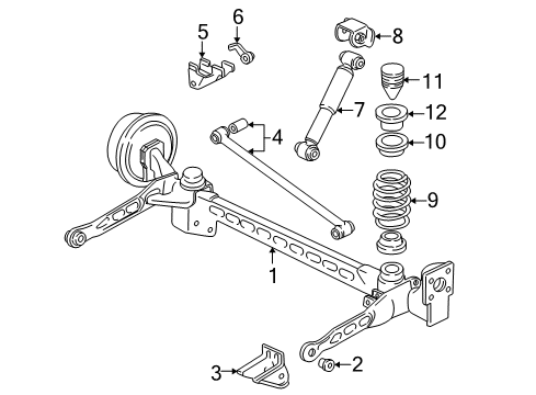 2004 Pontiac Montana Rear Suspension, Lower Control Arm, Upper Control Arm, Ride Control, Stabilizer Bar, Suspension Components Track Bar Retainer Nut Diagram for 11518854