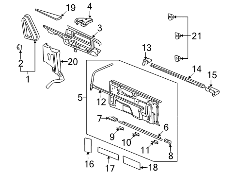 2008 Cadillac Escalade EXT Interior Trim - Quarter Panels Center Bar Retainer Diagram for 11518357