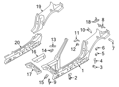 Uniside BRACKET, A-PILL.SIDE PANEL Diagram for 41008812549