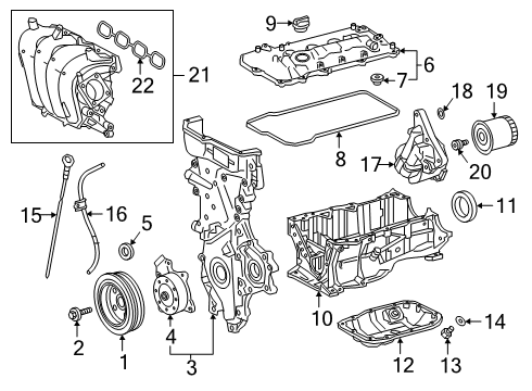 2020 Toyota Corolla Engine Parts, Mounts, Cylinder Head & Valves, Camshaft & Timing, Oil Pan, Oil Pump, Crankshaft & Bearings, Pistons, Rings & Bearings, Variable Valve Timing Oil Filter Housing O-Ring Diagram for 90301A0034