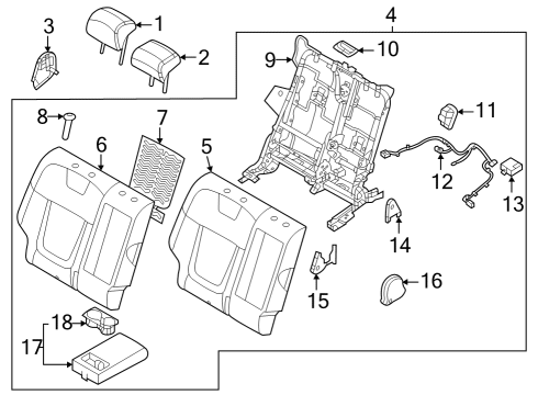 2022 Hyundai Tucson Rear Seat Components CUP HOLDER ASSY-REAR SEAT A/RE Diagram for 89940CW000MMH