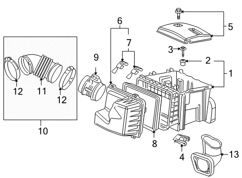 2007 Buick Terraza Air Intake Cover Diagram for 15222518