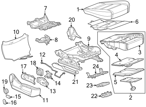 Passenger Seat Components Rear Cover Diagram for 84567251
