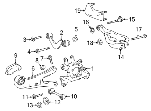 2021 Lexus RX350 Rear Suspension Components, Lower Control Arm, Upper Control Arm, Ride Control, Stabilizer Bar Stabilizer Bar Nut Diagram for 90178A0125
