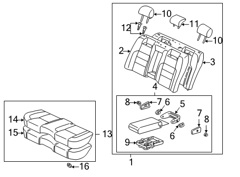 2001 Lexus GS430 Rear Seat Components Cushion Assy, Rear Seat (For Bench Type) Diagram for 714603A690B0