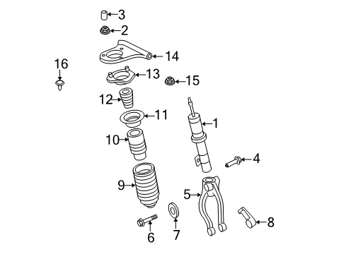 2010 Mercury Milan Struts & Components - Front Lower Seat Diagram for AE5Z5536A