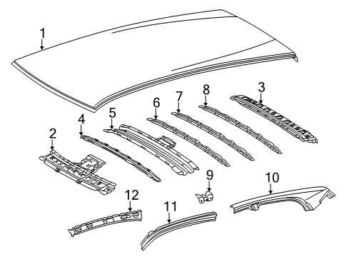 2012 Lexus CT200h Roof & Components Frame Sub-Assembly, Back Diagram for 6310576010