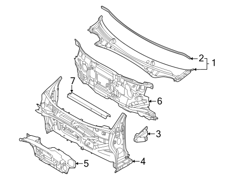 Cowl INSULATOR-DASH PANEL Diagram for 84124GI000